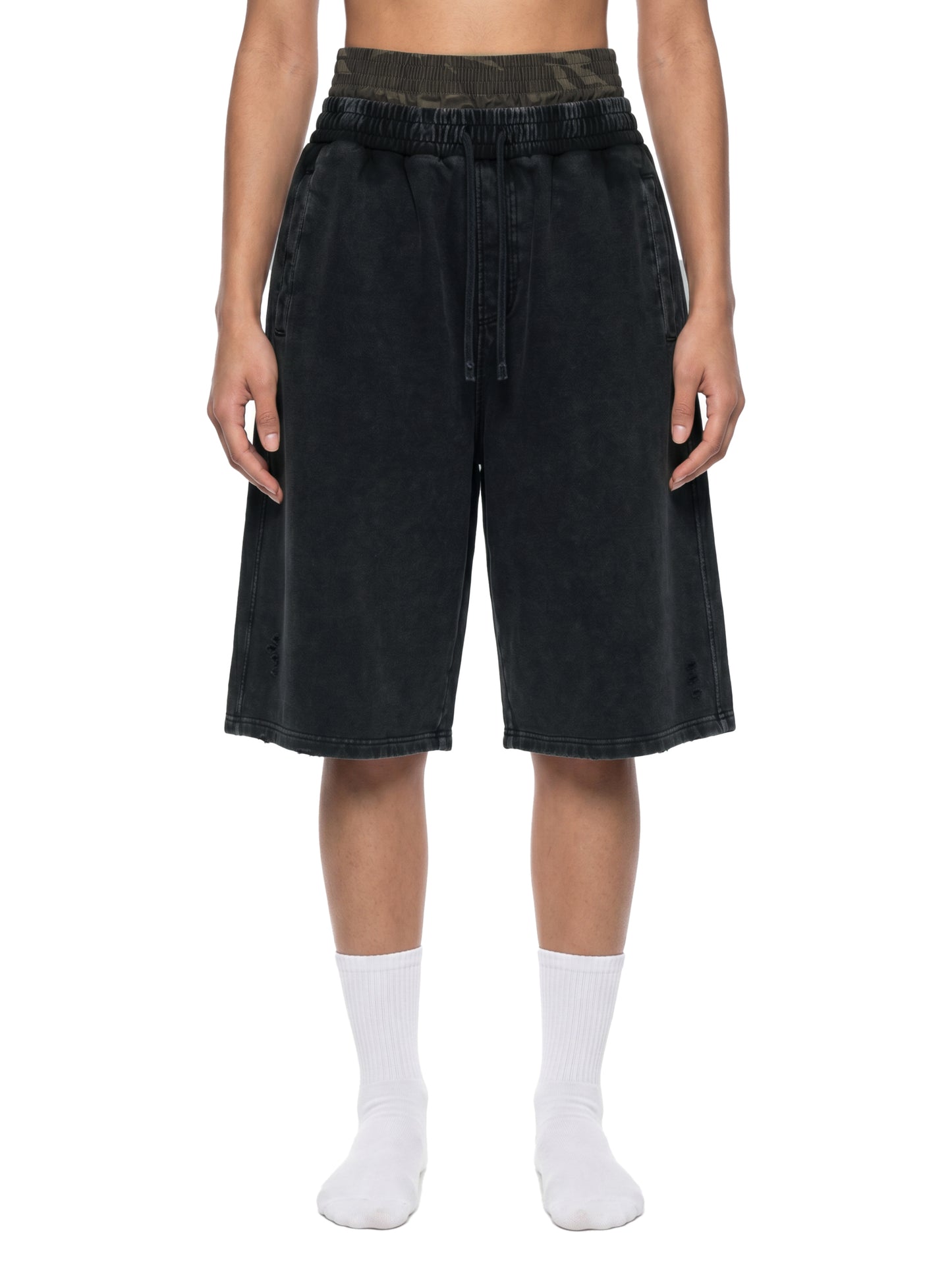Unisex Vintage Wash Distressed Wide Leg Shorts