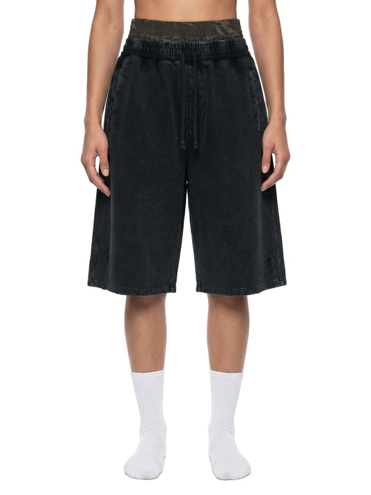 Unisex Vintage Wash Distressed Wide Leg Shorts