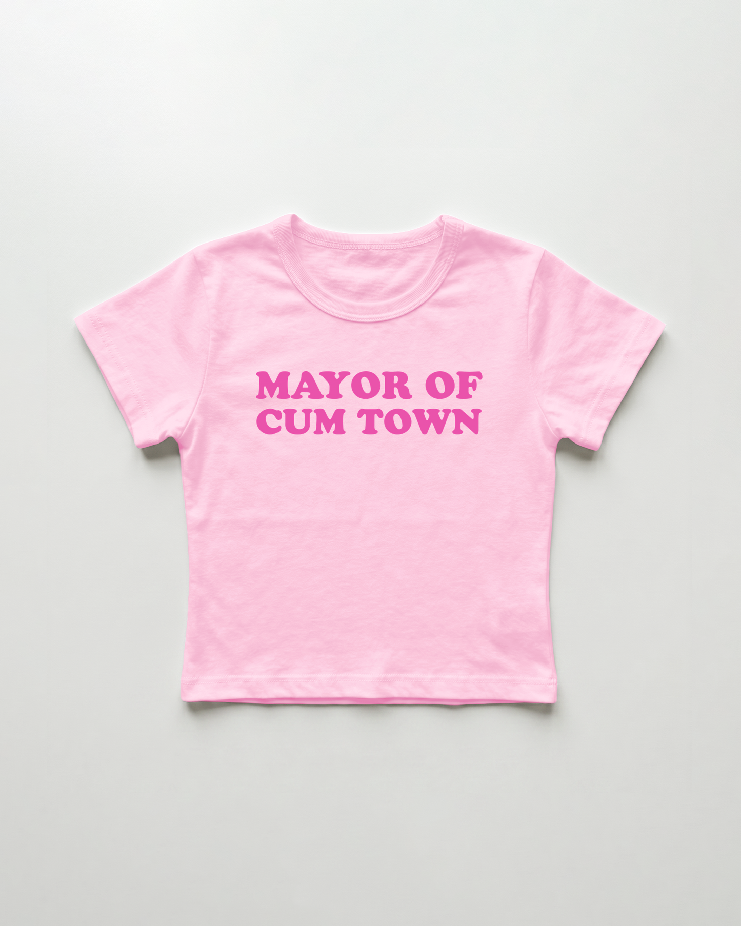 mayor of cum town cropped Baby Tee Pink | Lolita Sinz