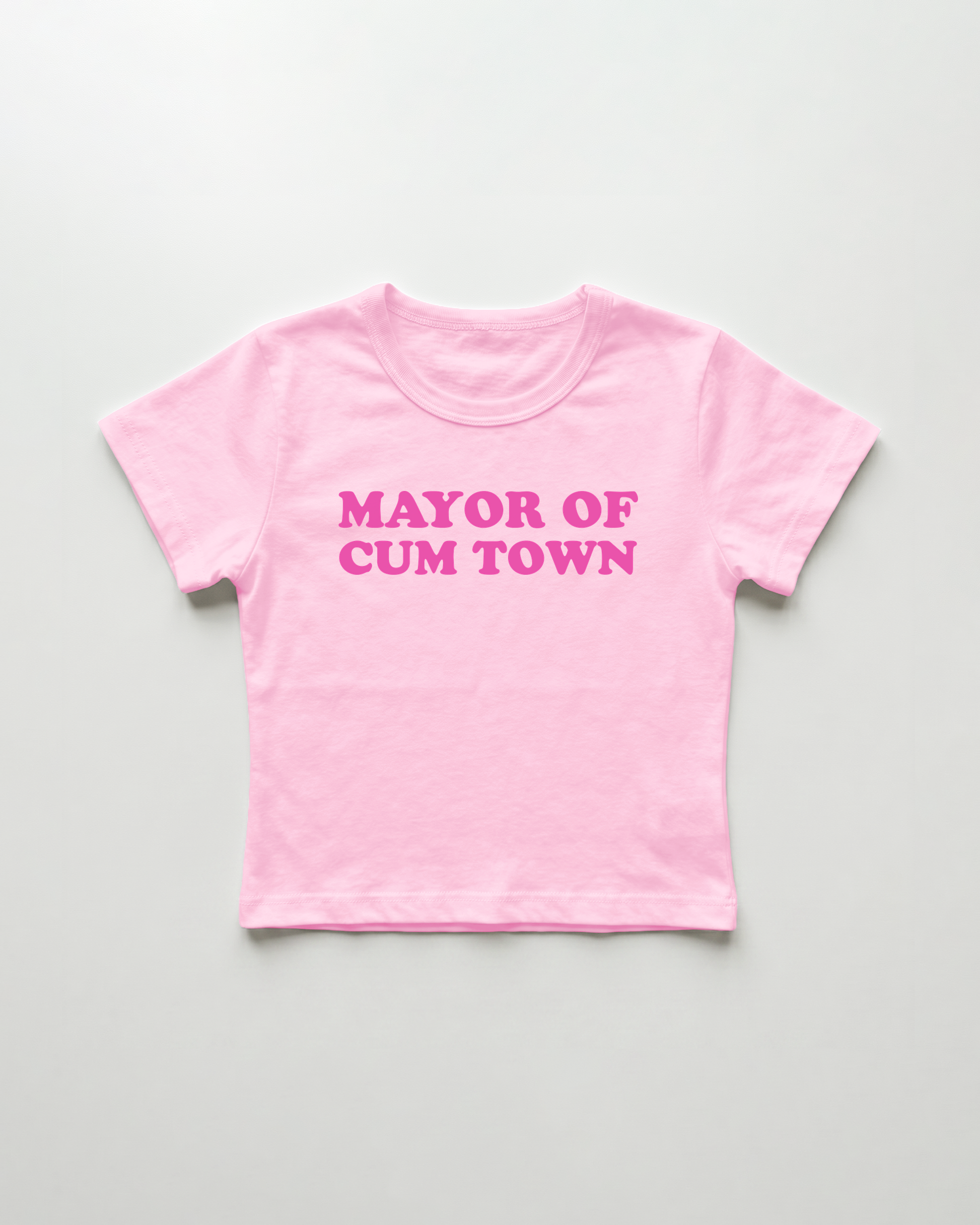 mayor of cum town cropped Baby Tee Pink | Lolita Sinz