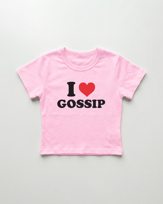 I love gossip cropped Baby Tee Pink | Lolita Sinz