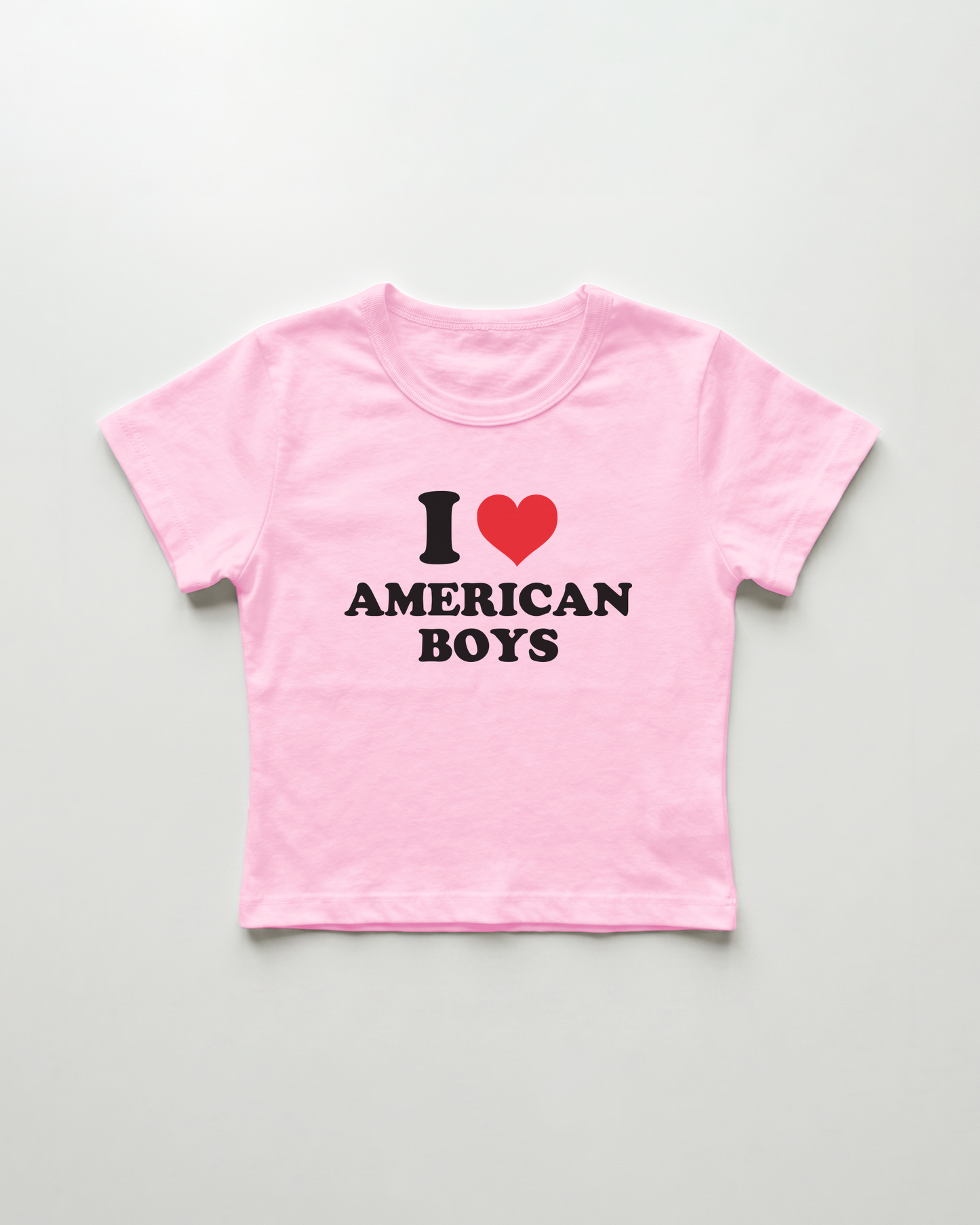 I love american boys cropped Baby Tee Pink | Lolita Sinz