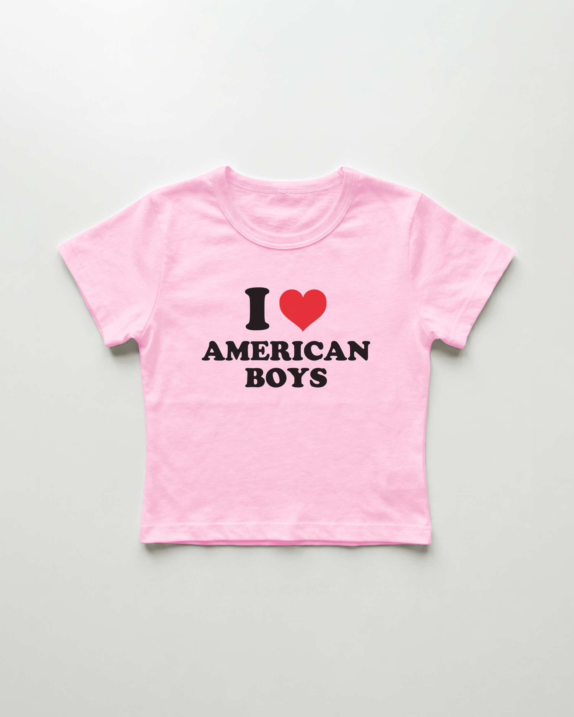 I love american boys cropped Baby Tee Pink | Lolita Sinz