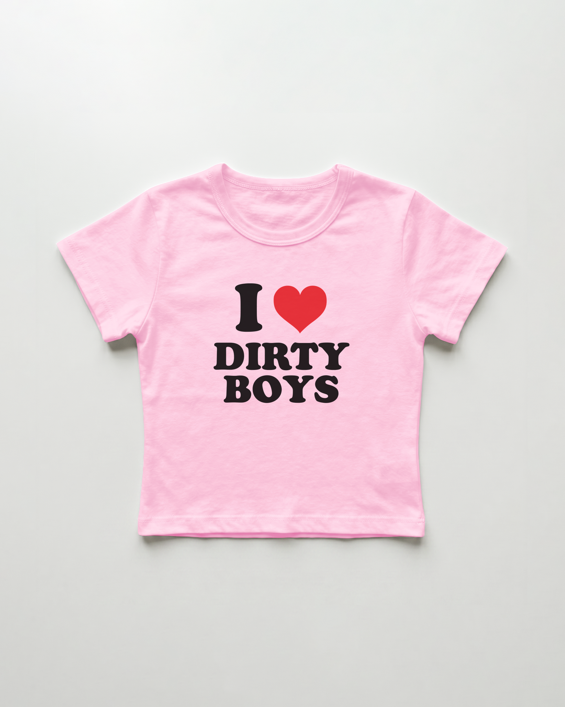 I love dirty boys cropped Baby Tee Pink | Lolita Sinz