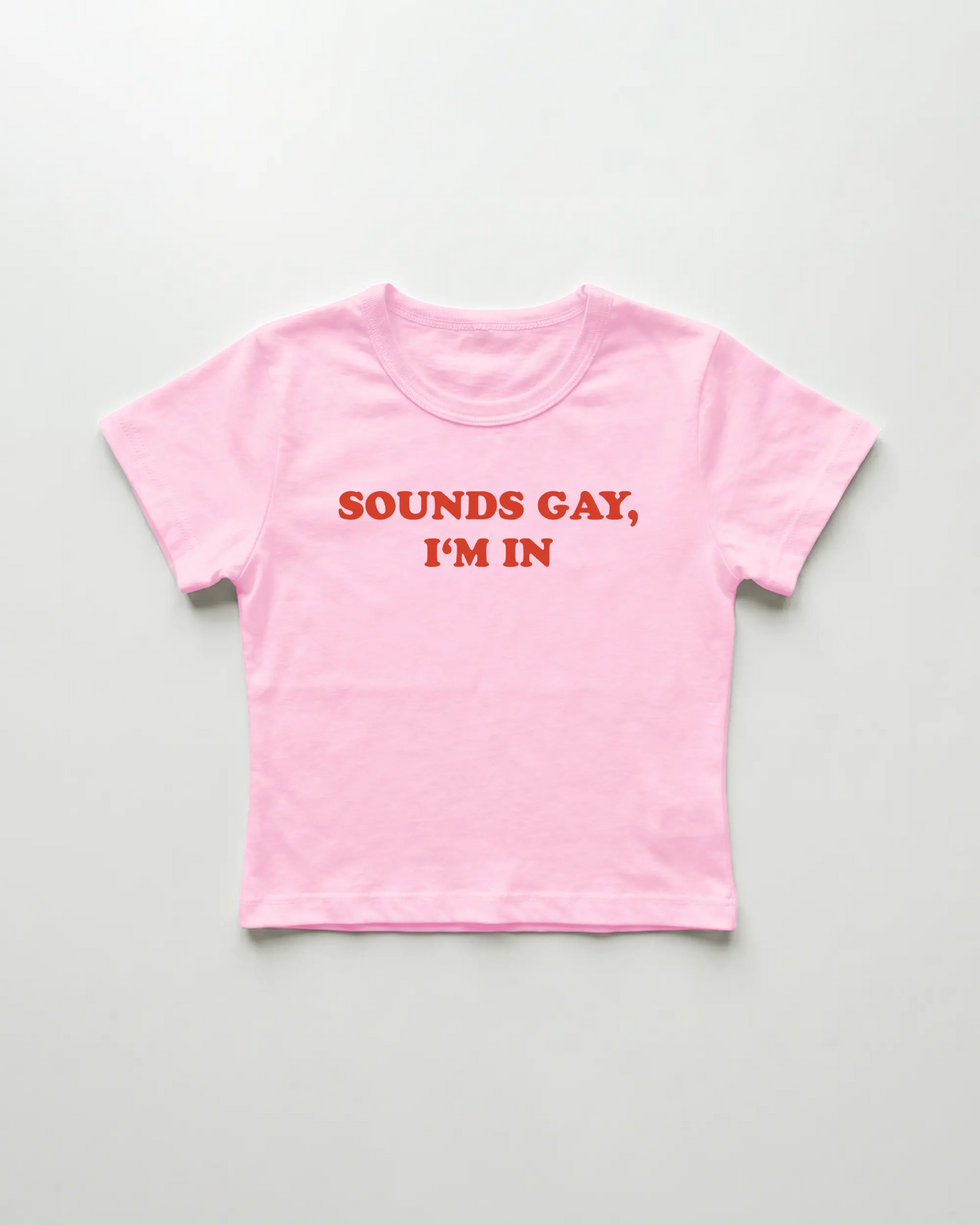 sounds gay I'm in cropped Baby Tee Pink | Lolita Sinz