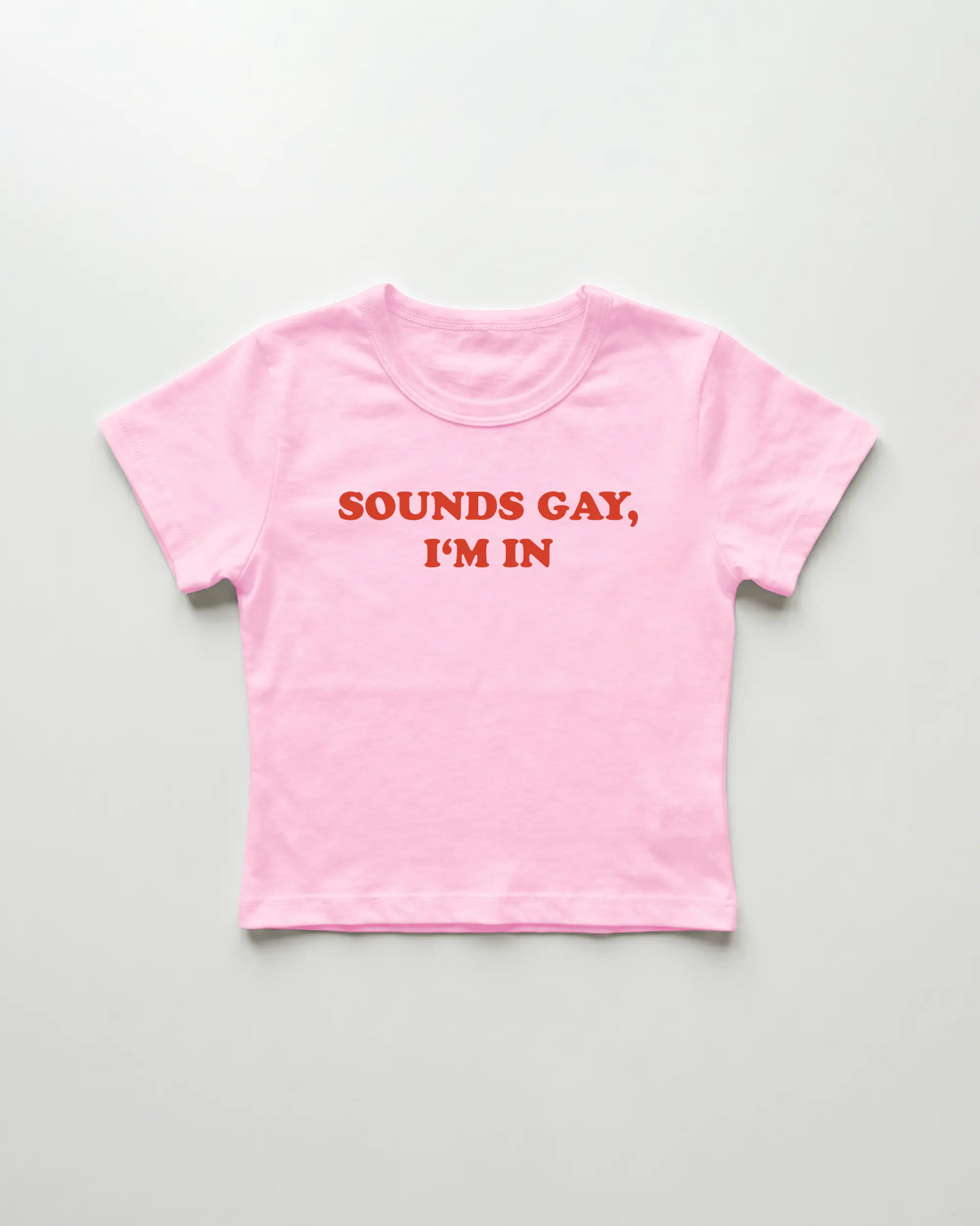 sounds gay I'm in cropped Baby Tee Pink | Lolita Sinz