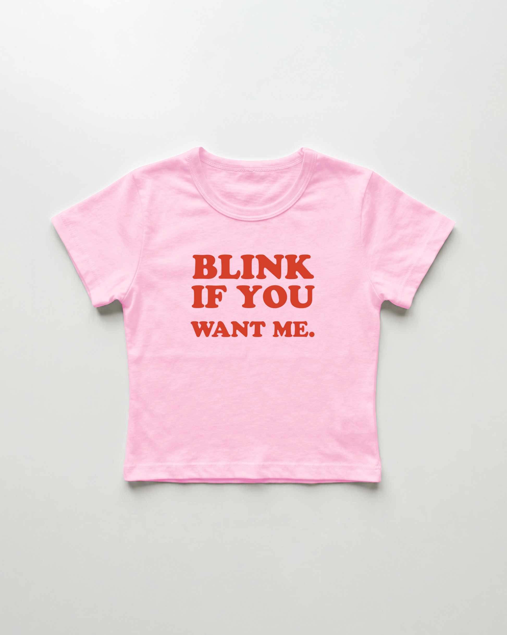 blink if you want me. cropped Baby Tee Pink | Lolita Sinz