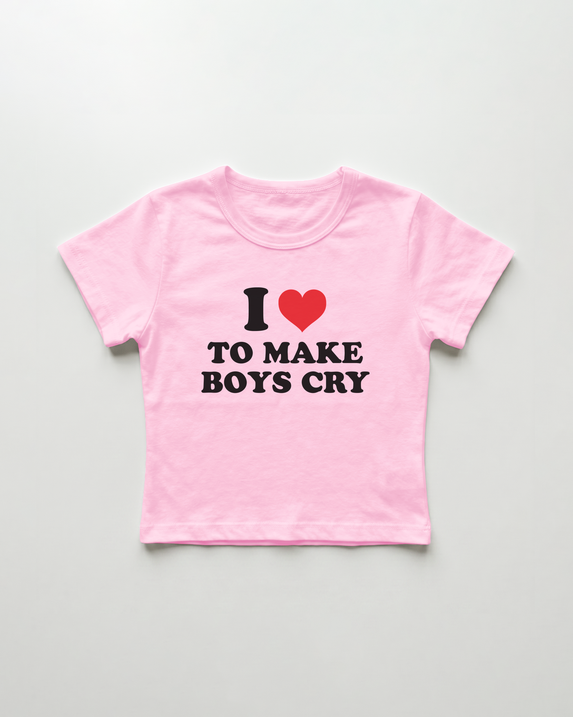 I love to make boys cry cropped Baby Tee Pink | Lolita Sinz