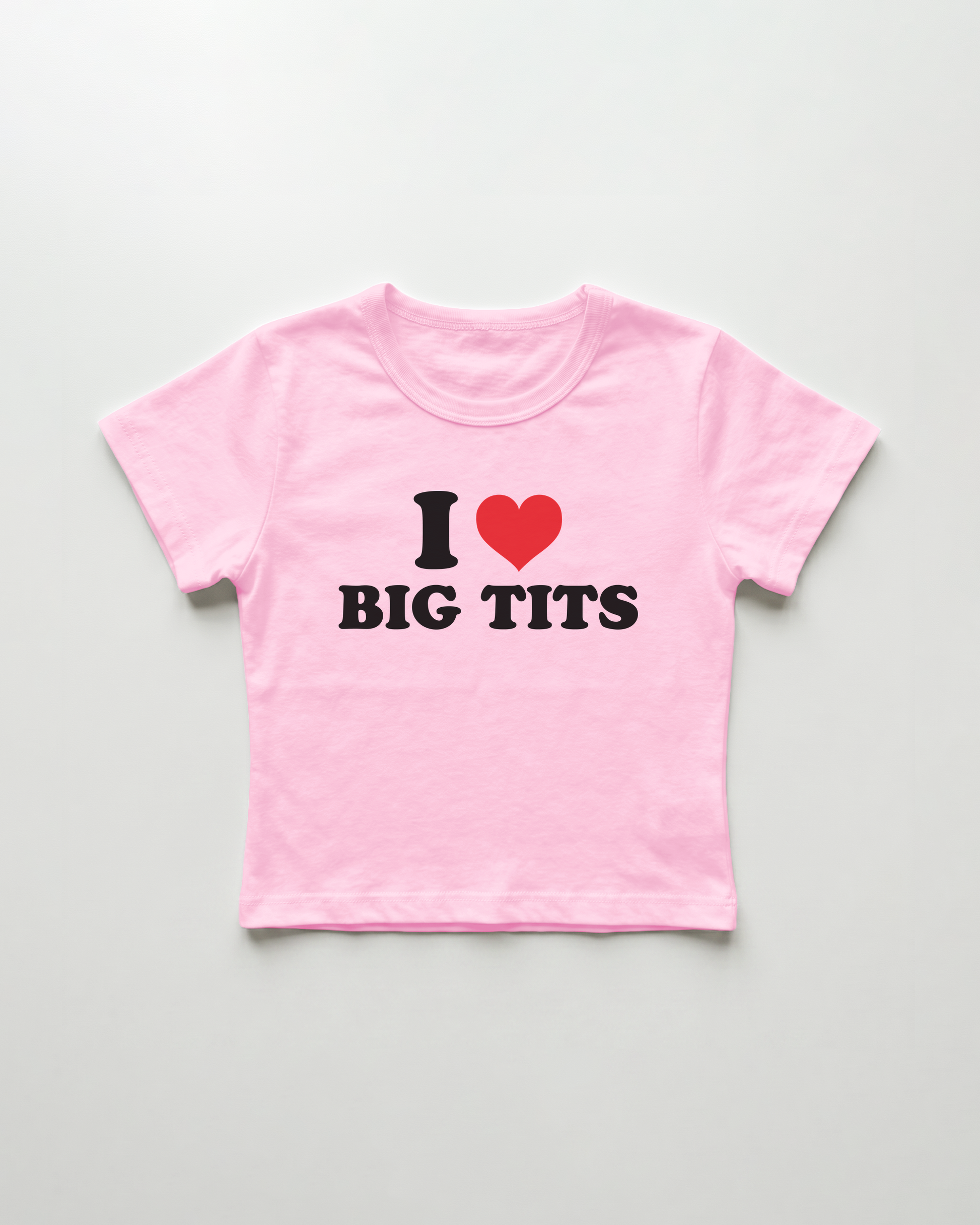 I love big tits cropped Baby Tee Pink | Lolita Sinz