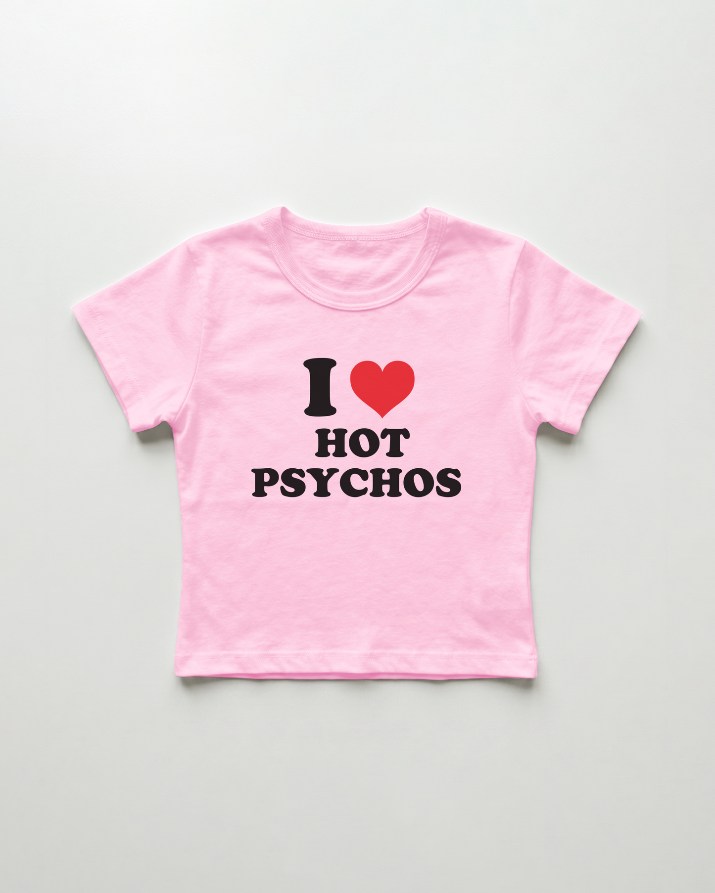I love hot psychos cropped Baby Tee Pink | Lolita Sinz