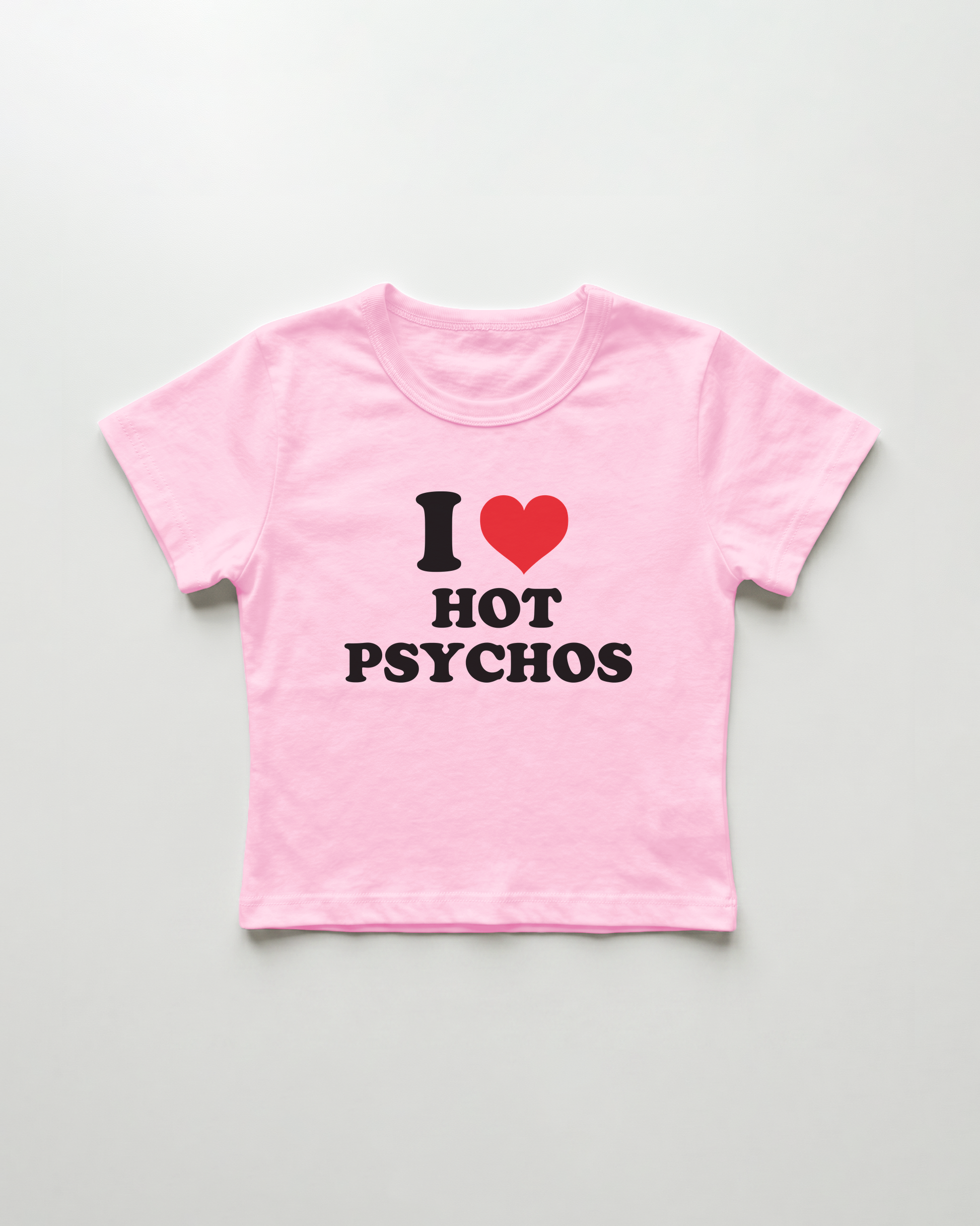 I love hot psychos cropped Baby Tee Pink | Lolita Sinz