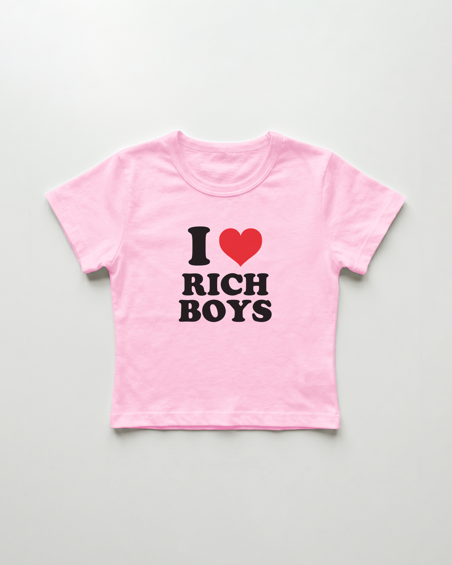 I love rich boys cropped Baby Tee Pink | Lolita Sinz