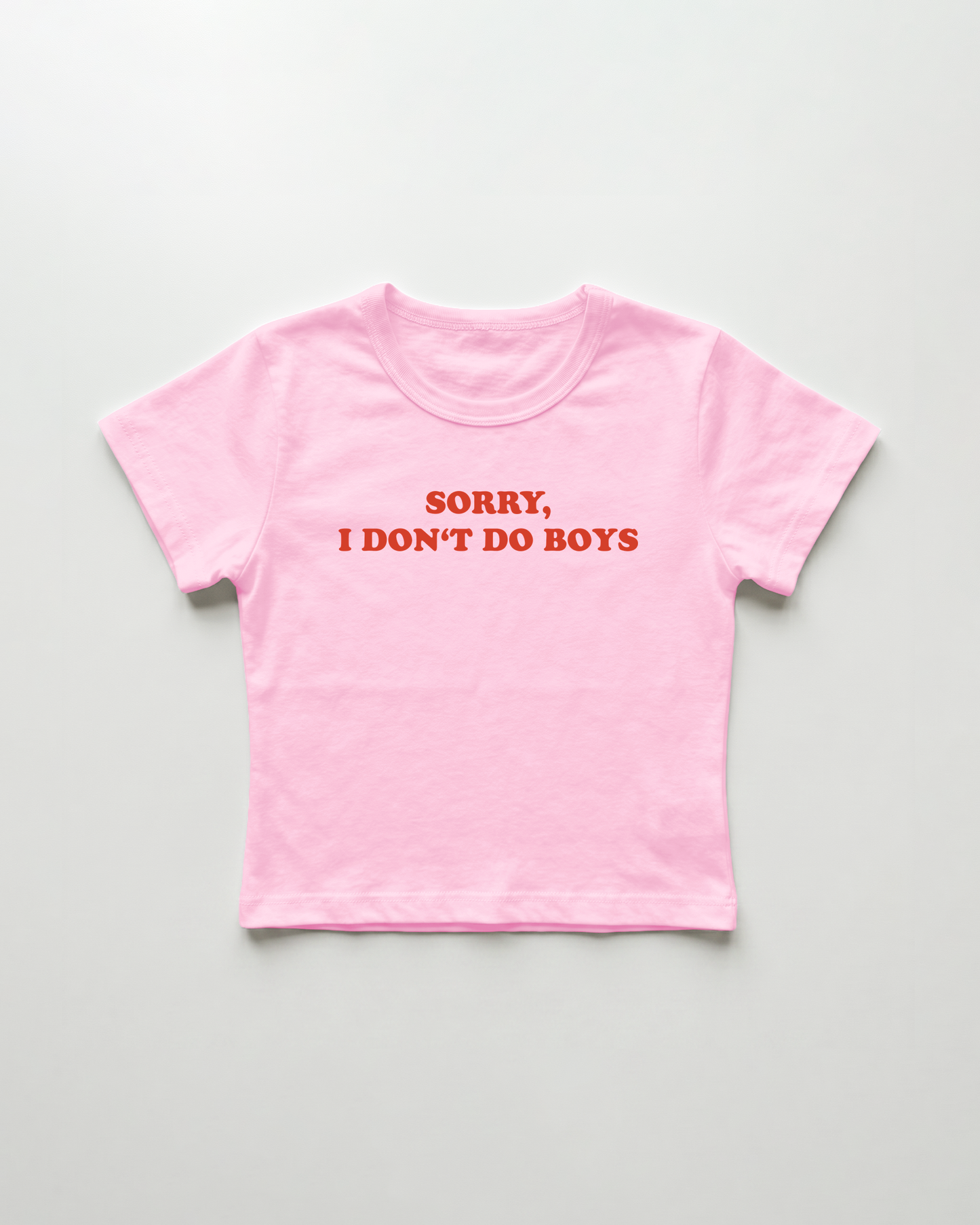 sorry I don't do boys cropped Baby Tee Pink | Lolita Sinz