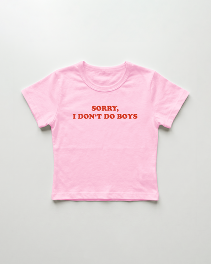 sorry I don't do boys cropped Baby Tee Pink | Lolita Sinz