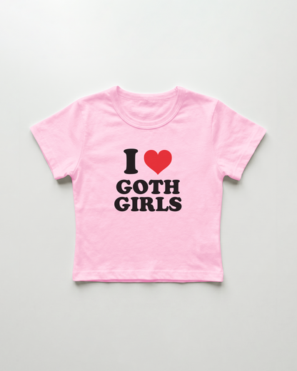 I love goth girls cropped Baby Tee Pink | Lolita Sinz