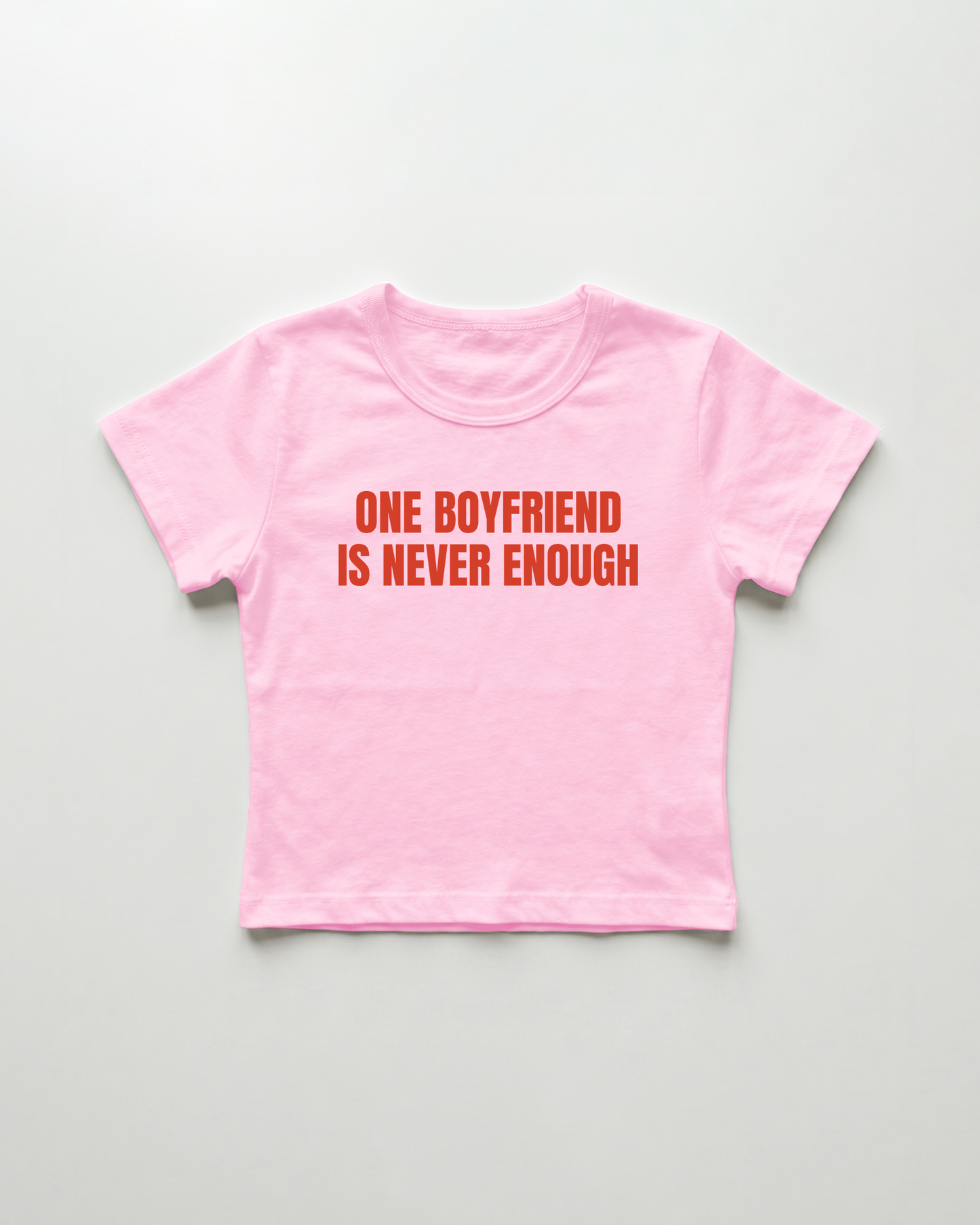 one boyfriend is never enough cropped Baby Tee Pink | Lolita Sinz