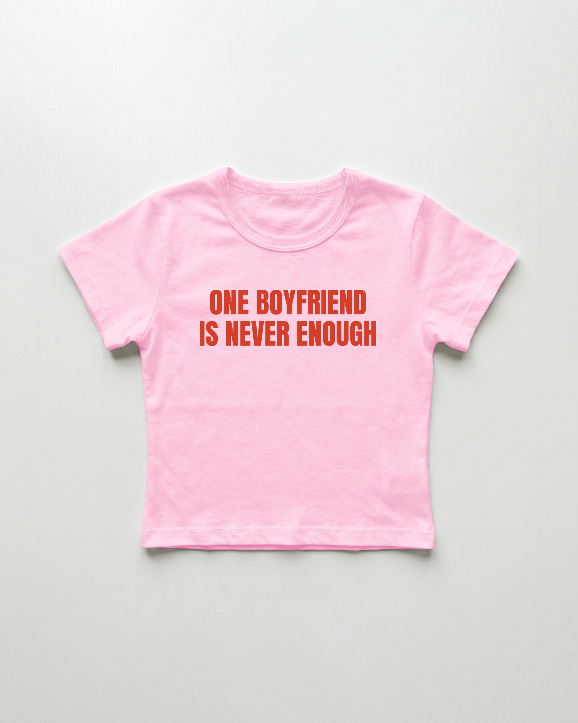 one boyfriend is never enough cropped Baby Tee Pink | Lolita Sinz