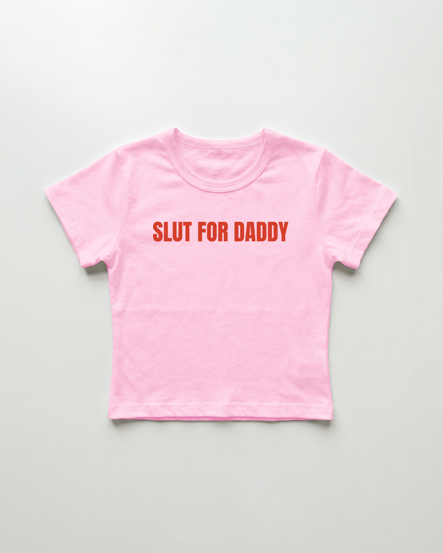 slut for daddy cropped Baby Tee Pink | Lolita Sinz