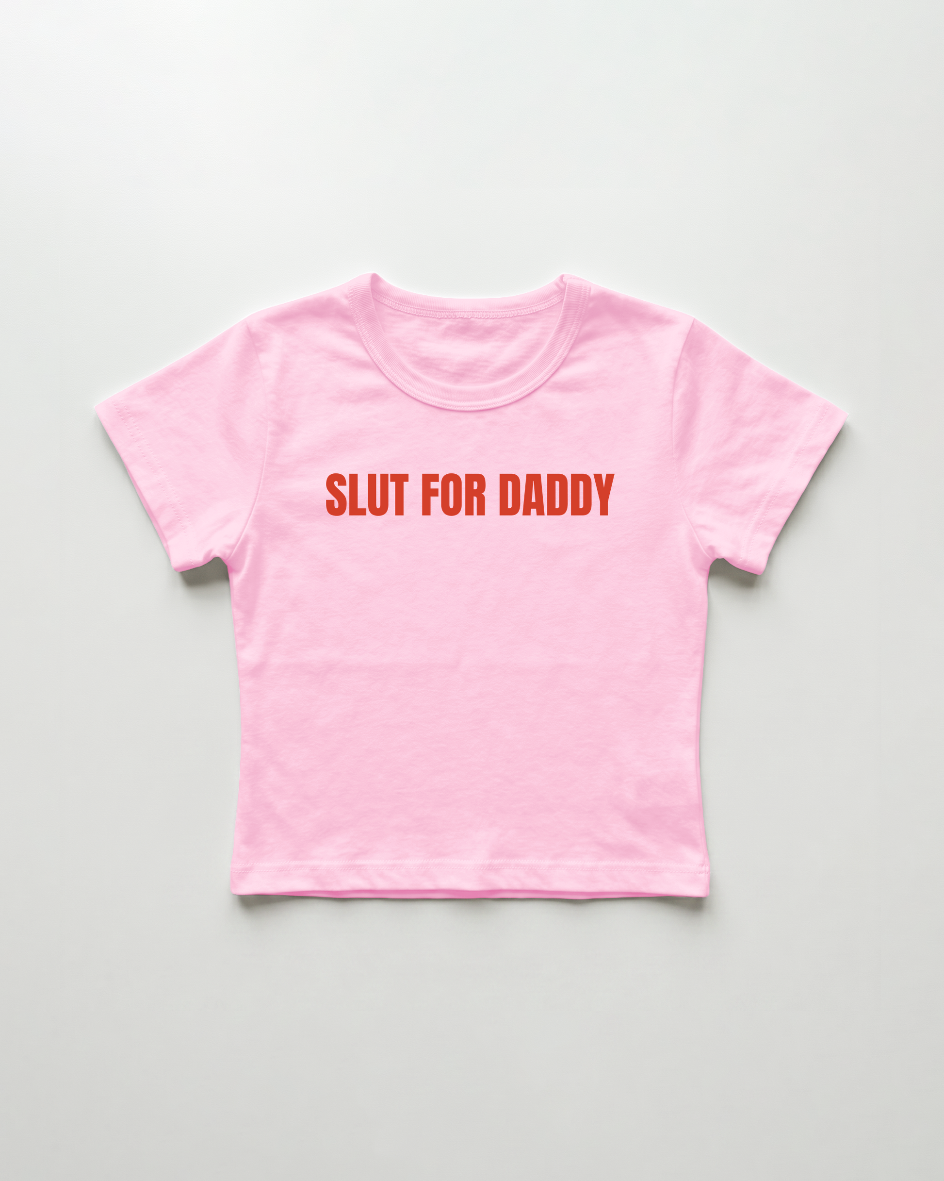 slut for daddy cropped Baby Tee Pink | Lolita Sinz