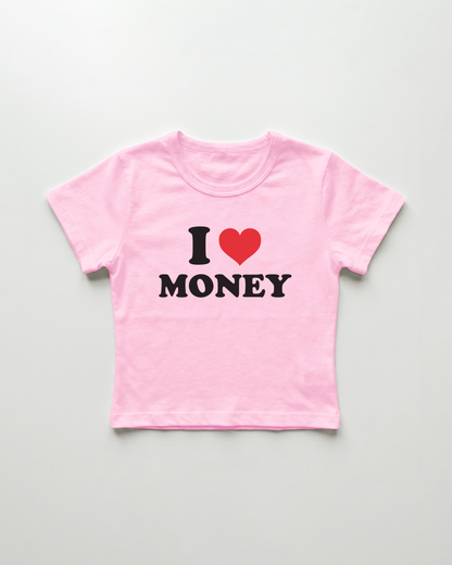 I love money cropped Baby Tee Pink | Lolita Sinz