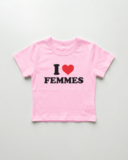 I love femmes cropped Baby Tee Pink | Lolita Sinz