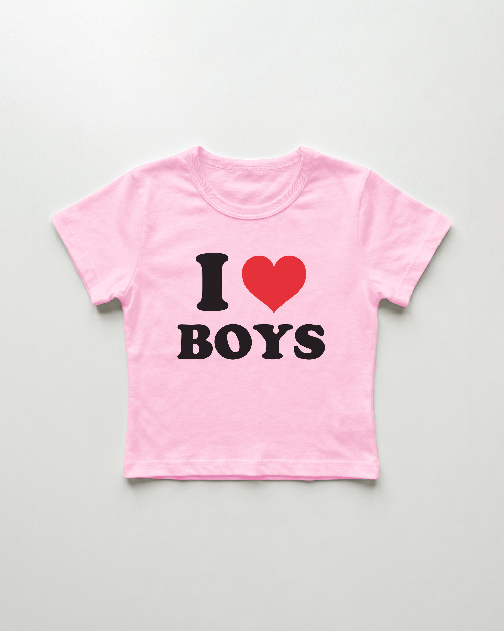 I love boys cropped Baby Tee Pink | Lolita Sinz