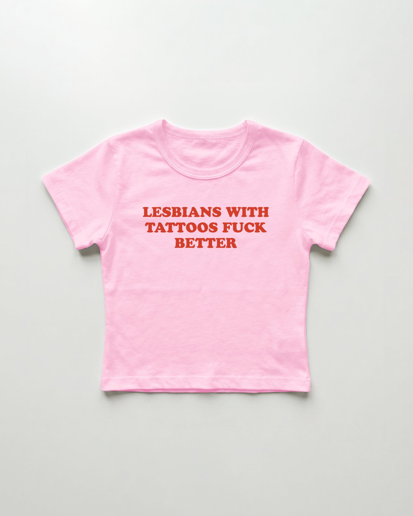 lesbians with tattoos fuck better cropped Baby Tee Pink | Lolita Sinz