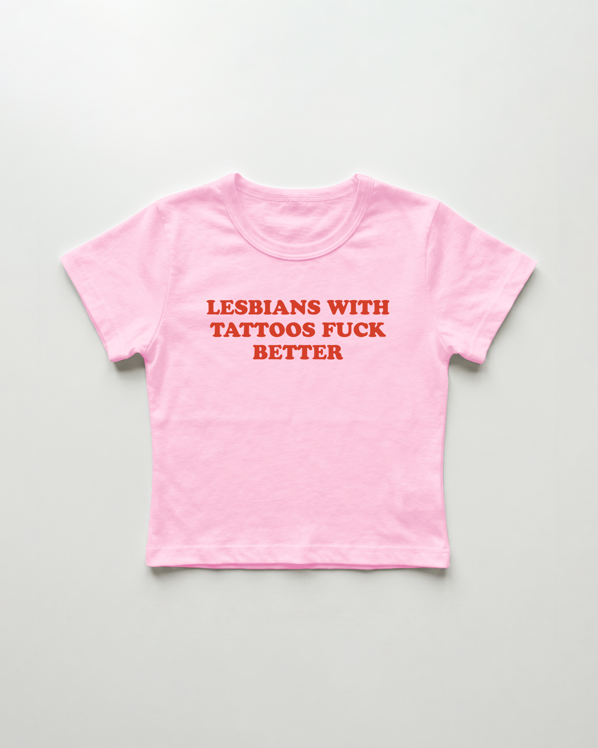 lesbians with tattoos fuck better cropped Baby Tee Pink | Lolita Sinz