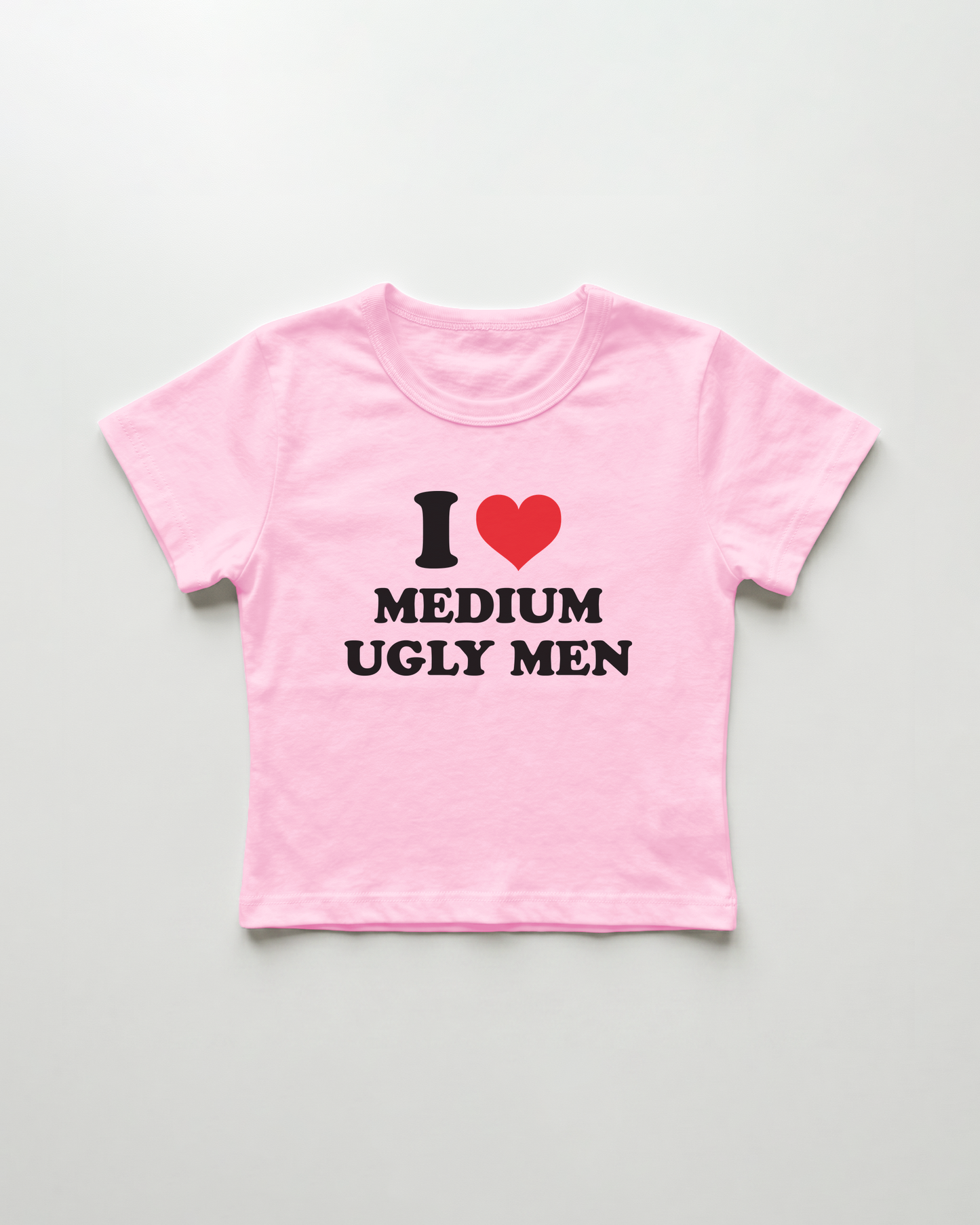 I love medium ugly men cropped Baby Tee Pink | Lolita Sinz