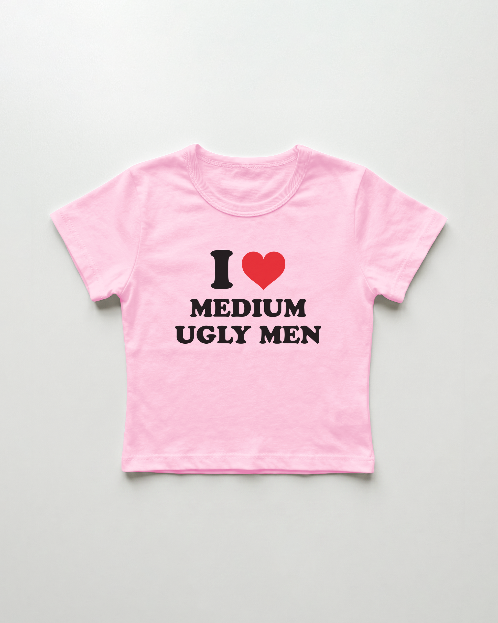 I love medium ugly men cropped Baby Tee Pink | Lolita Sinz