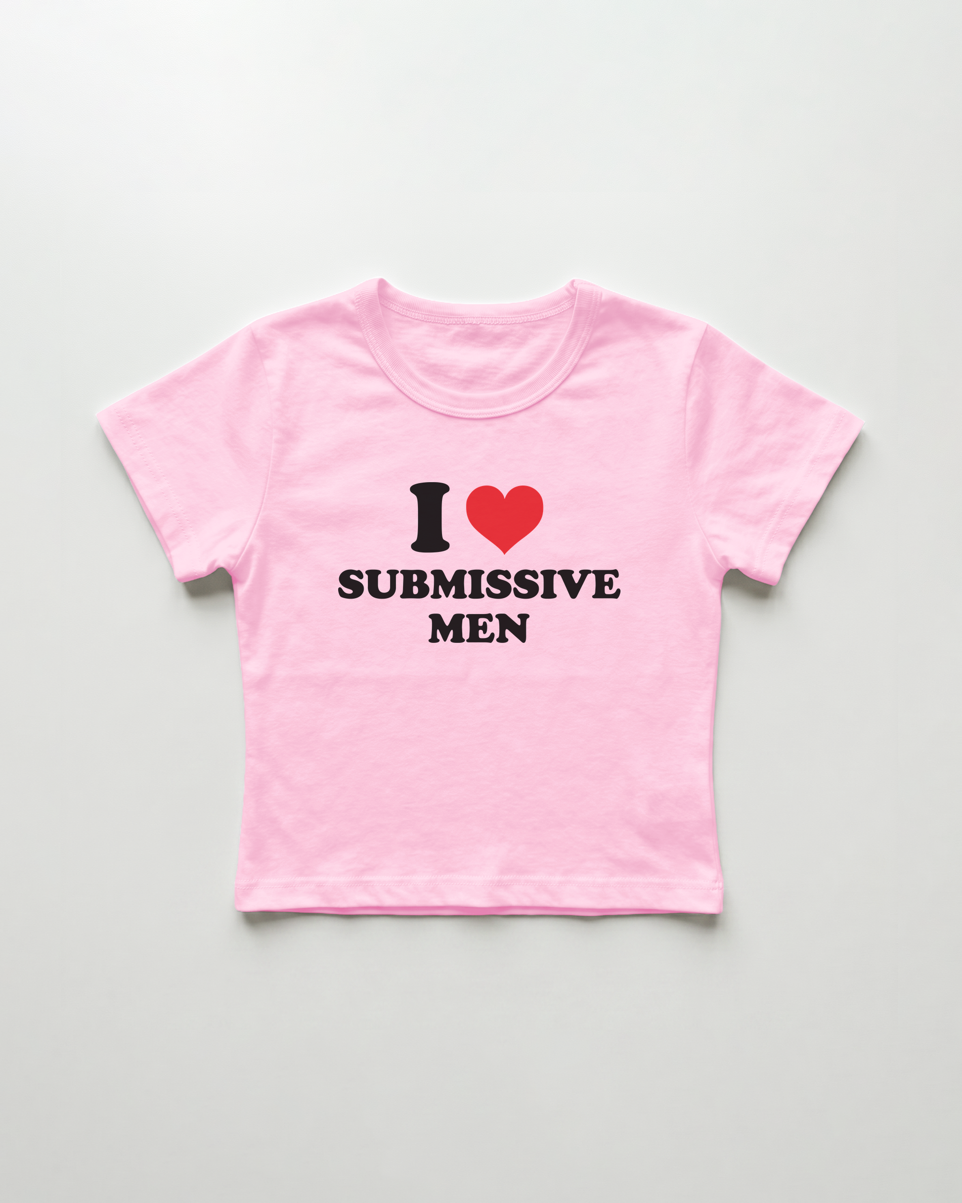 I love submissive men cropped Baby Tee Pink | Lolita Sinz