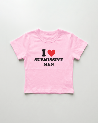 I love submissive men cropped Baby Tee Pink | Lolita Sinz