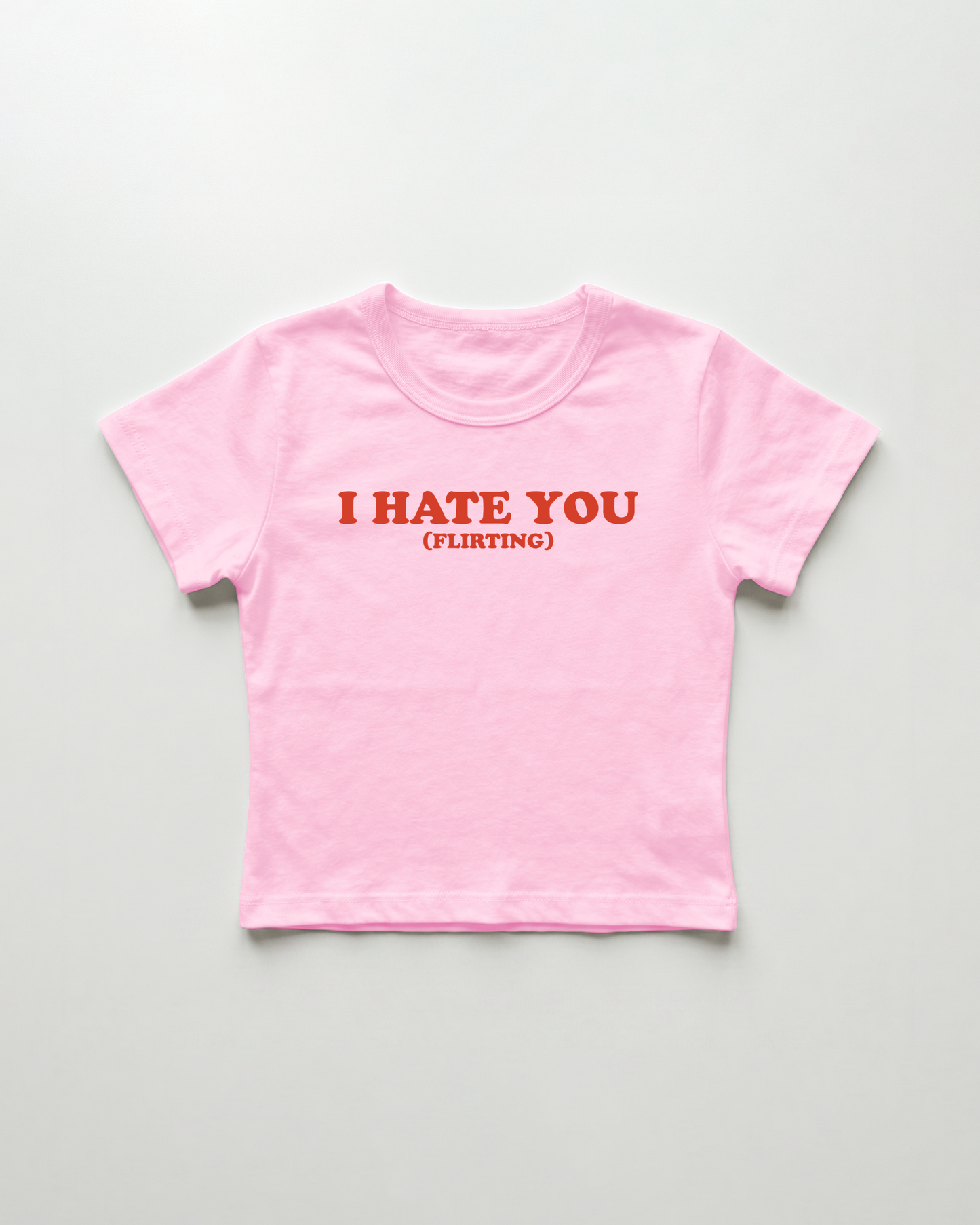 I hate you (flirting) cropped Baby Tee Pink | Lolita Sinz