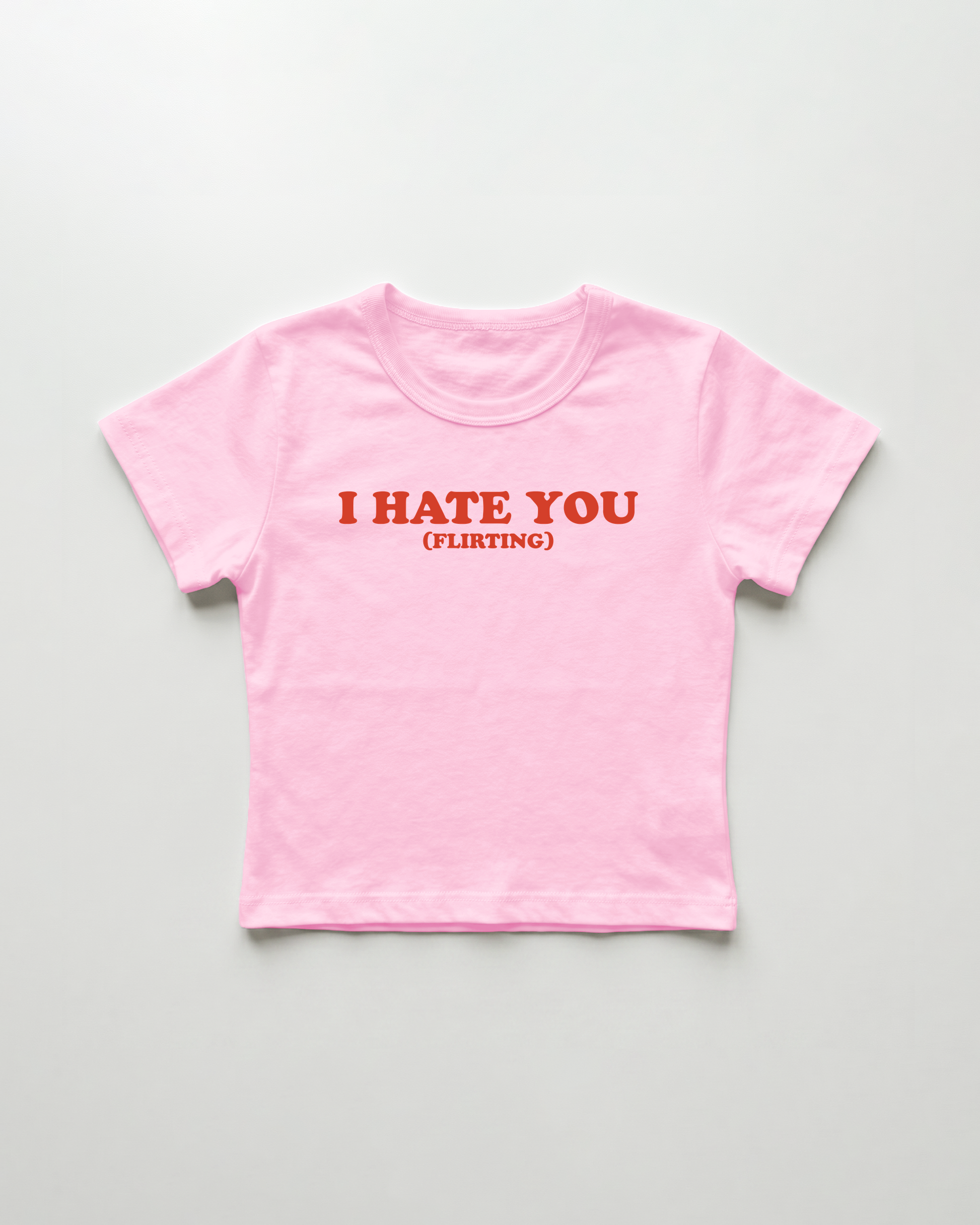 I hate you (flirting) cropped Baby Tee Pink | Lolita Sinz