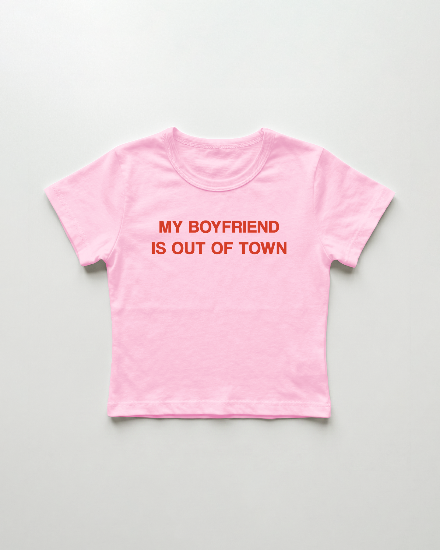 my boyfriend is out of town cropped Baby Tee Pink | Lolita Sinz
