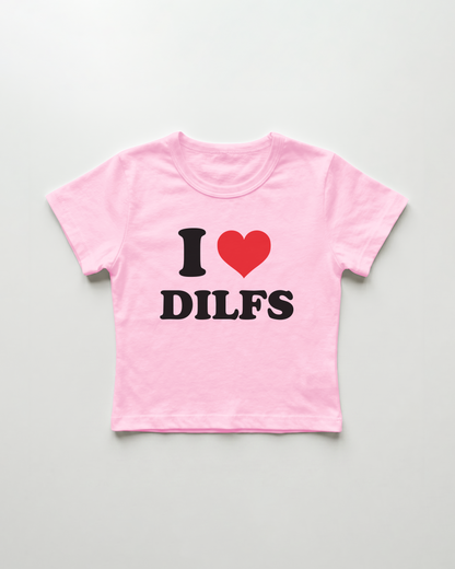 I love dilfs cropped Baby Tee Pink | Lolita Sinz