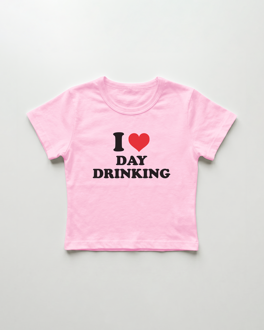 I love day drinking cropped Baby Tee Pink | Lolita Sinz