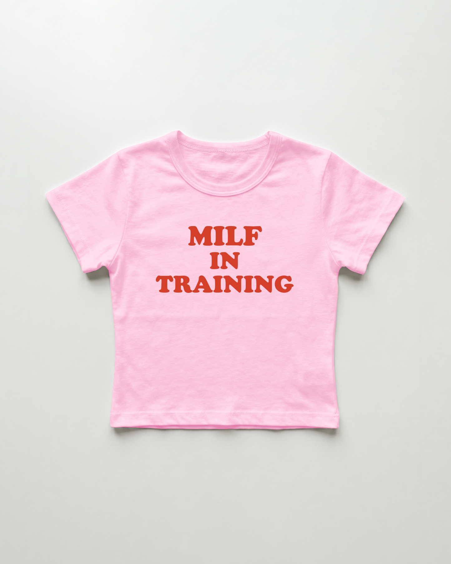 milf in training cropped Baby Tee Pink | Lolita Sinz