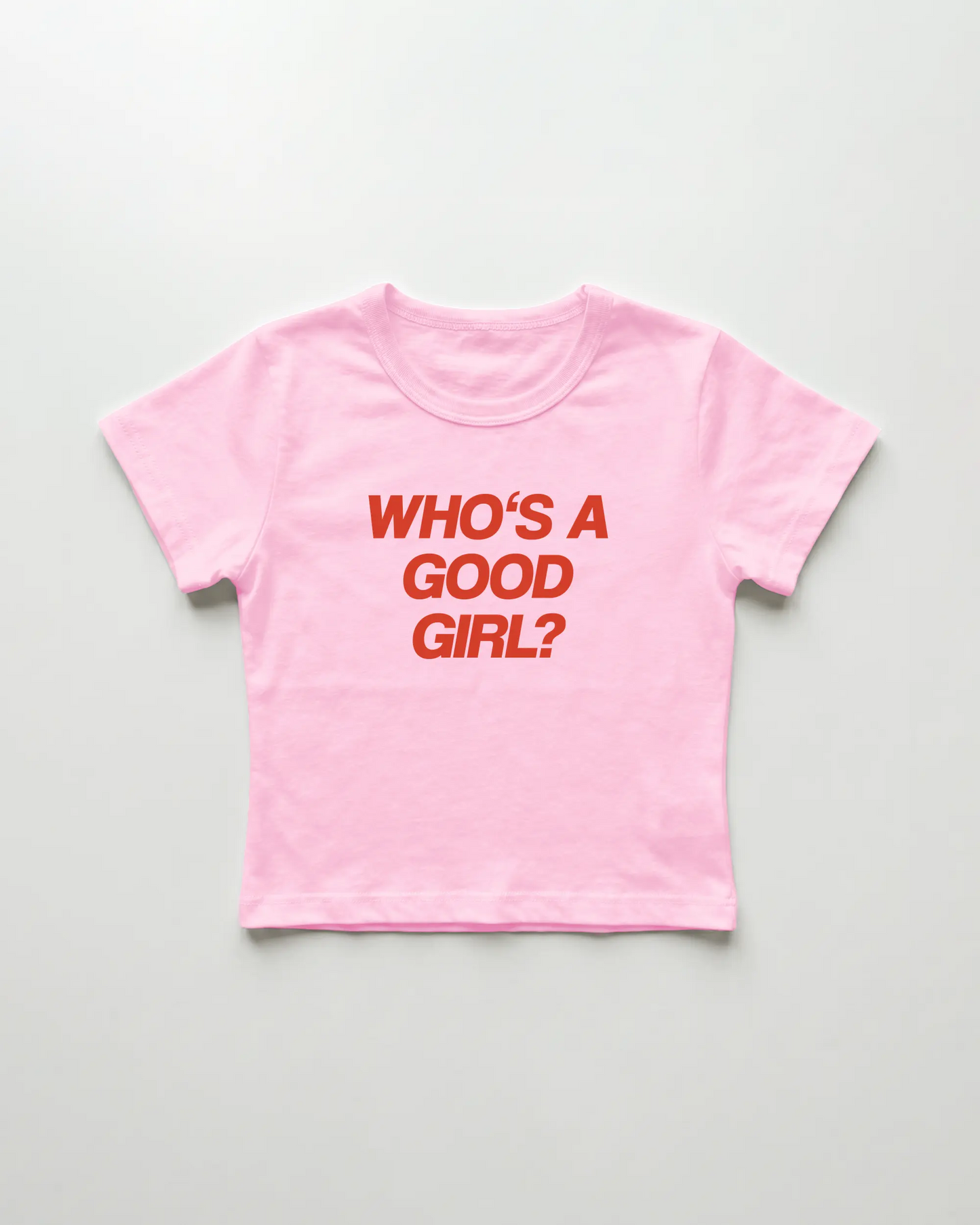 who's a good girl cropped Baby Tee Pink | Lolita Sinz