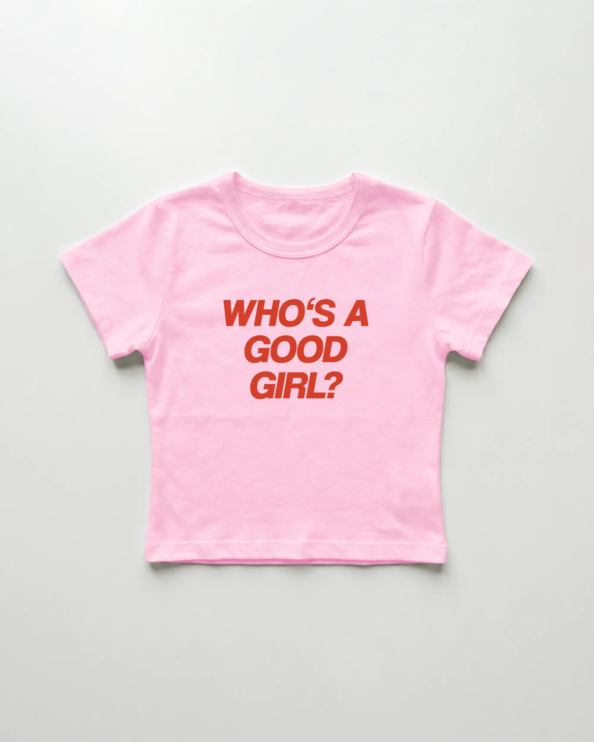 who's a good girl cropped Baby Tee Pink | Lolita Sinz