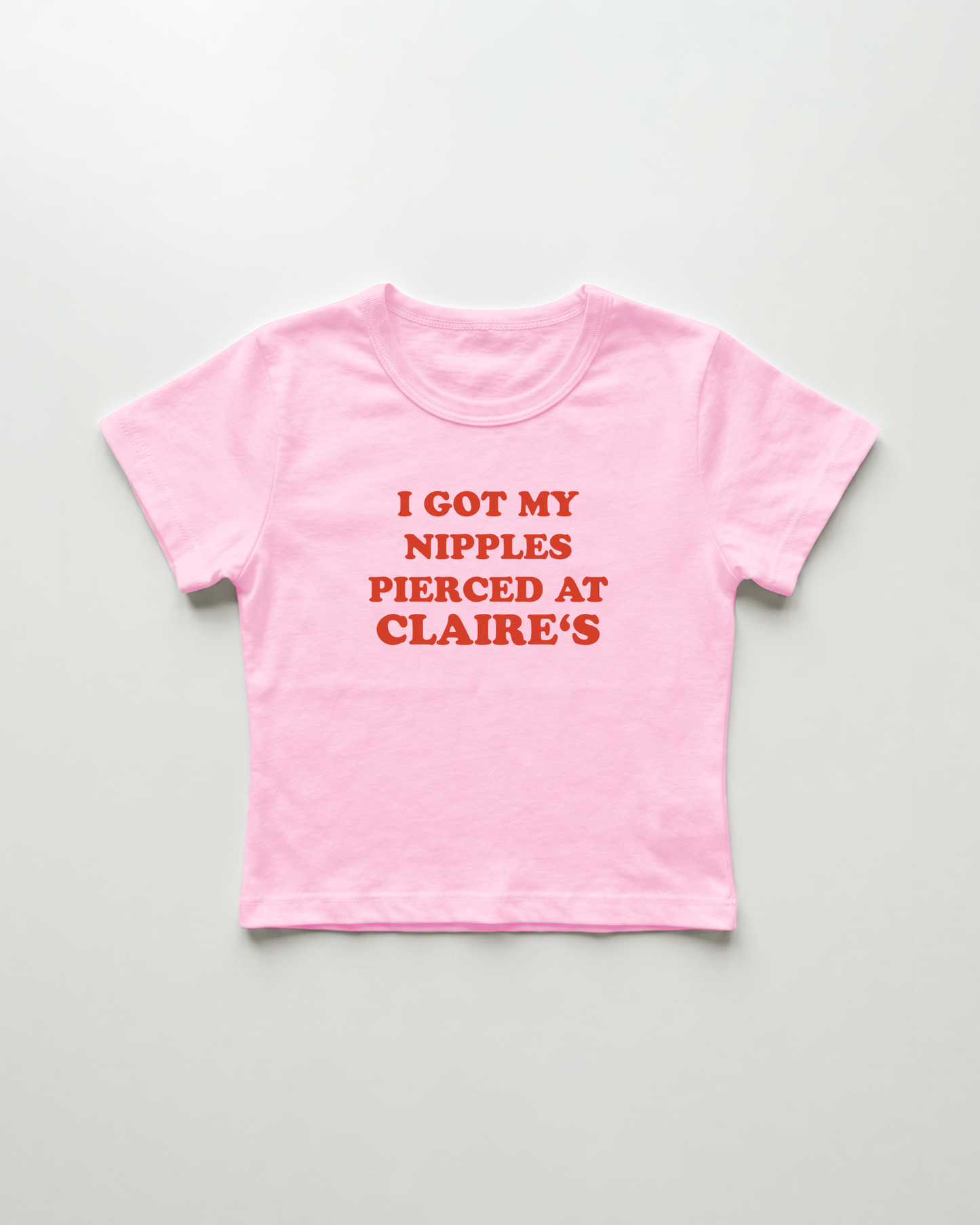 I got my nipples pierced at claire's cropped Baby Tee Pink | Lolita Sinz