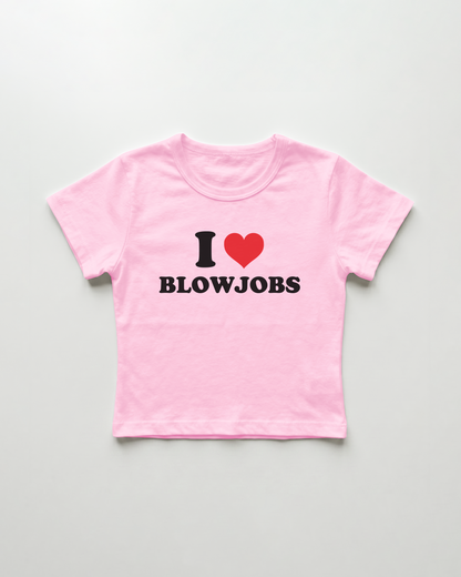 I love blowjobs cropped Baby Tee Pink | Lolita Sinz