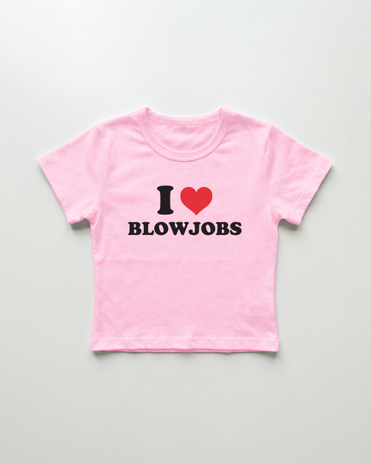 I love blowjobs cropped Baby Tee Pink | Lolita Sinz