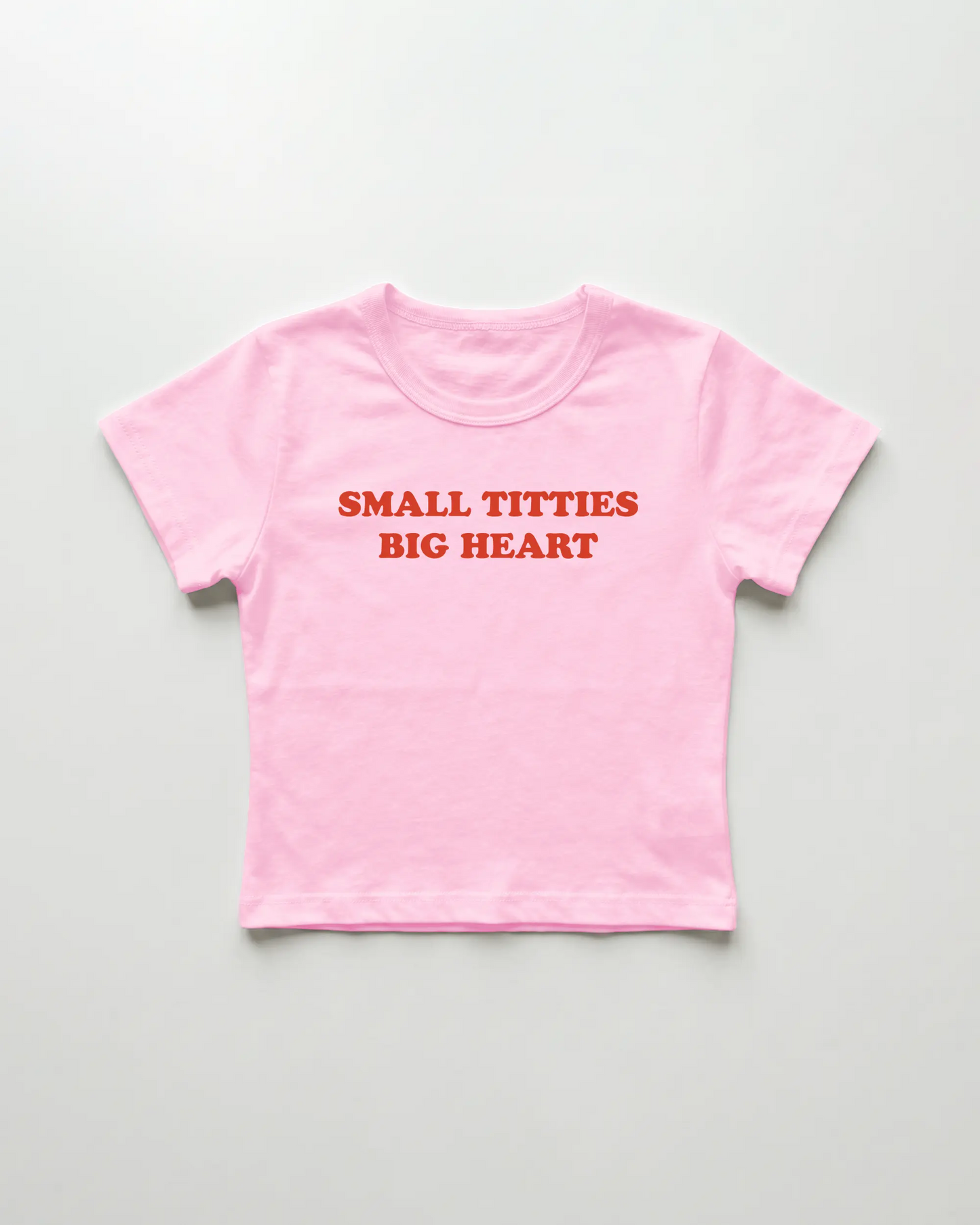 small titties big heart cropped Baby Tee Pink | Lolita Sinz