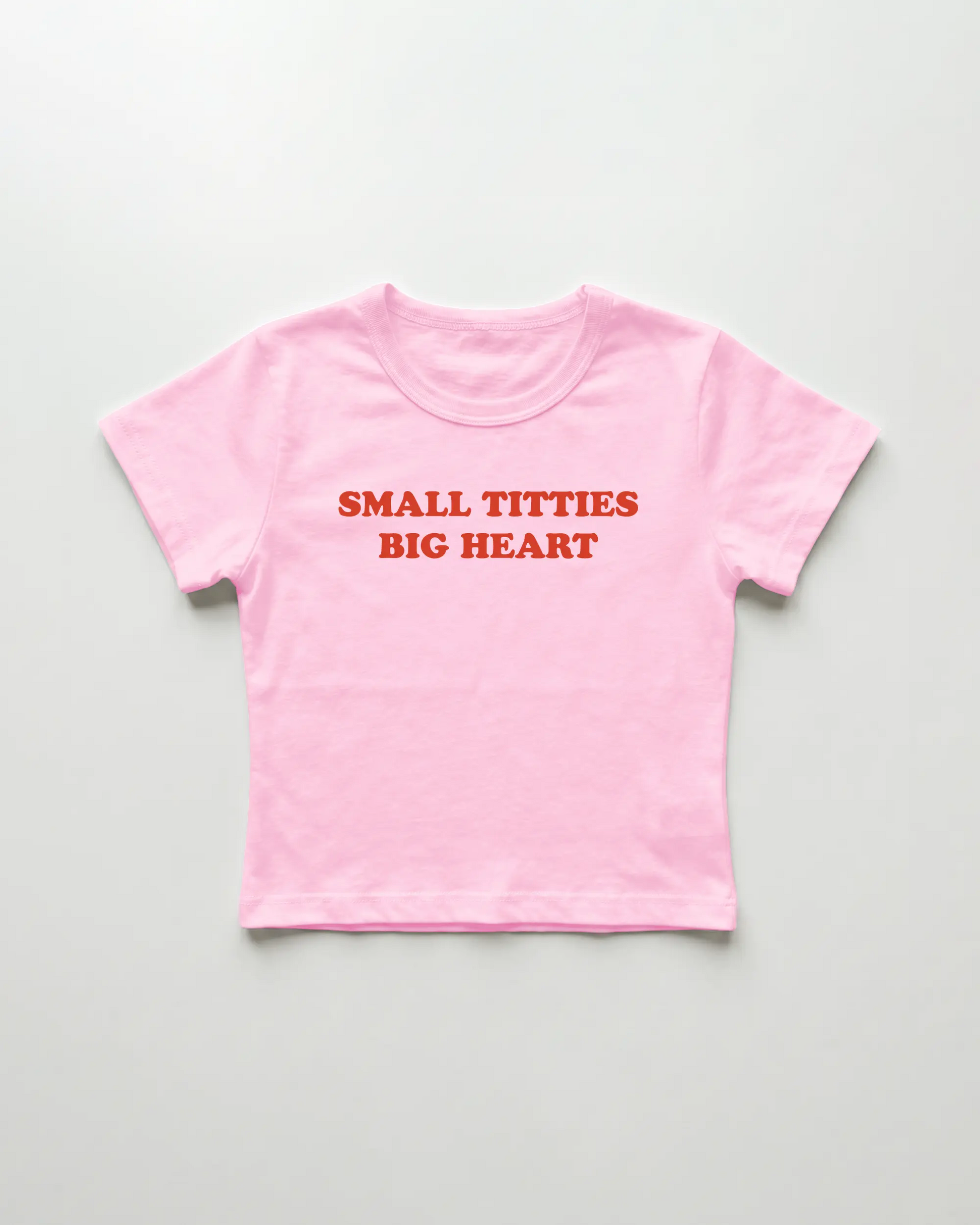small titties big heart cropped Baby Tee Pink | Lolita Sinz