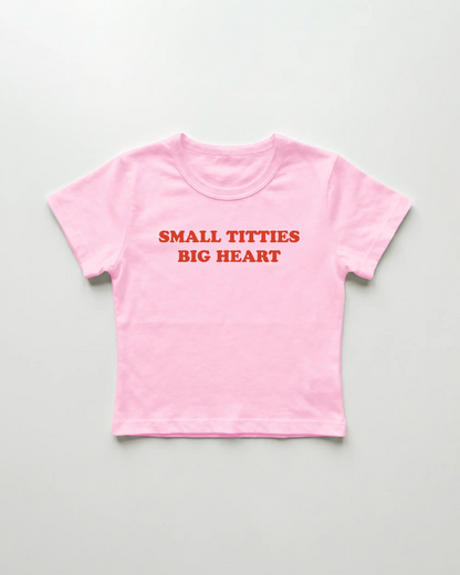 small titties big heart cropped Baby Tee Pink | Lolita Sinz