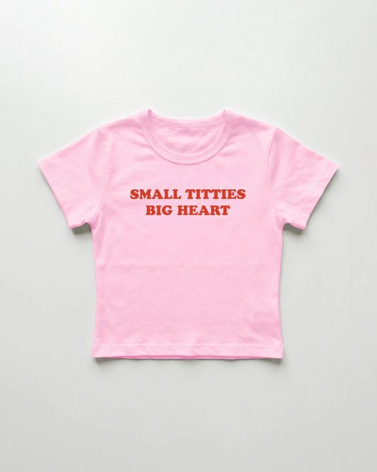 small titties big heart cropped Baby Tee Pink | Lolita Sinz
