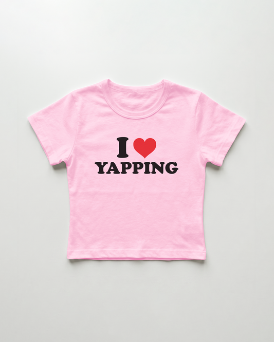 I love yapping cropped Baby Tee Pink | Lolita Sinz