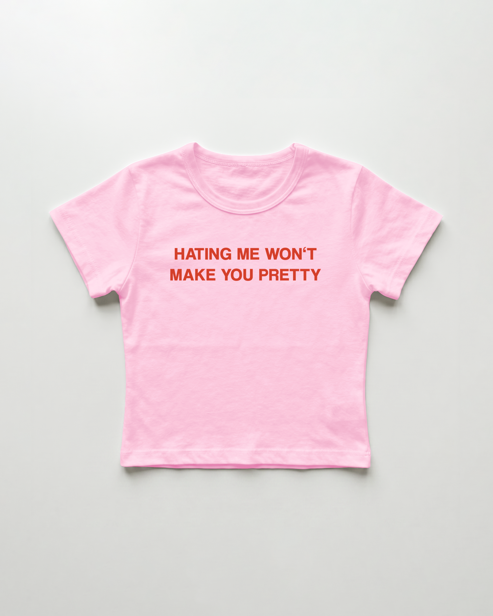 hating me won't make you pretty cropped Baby Tee Pink | Lolita Sinz