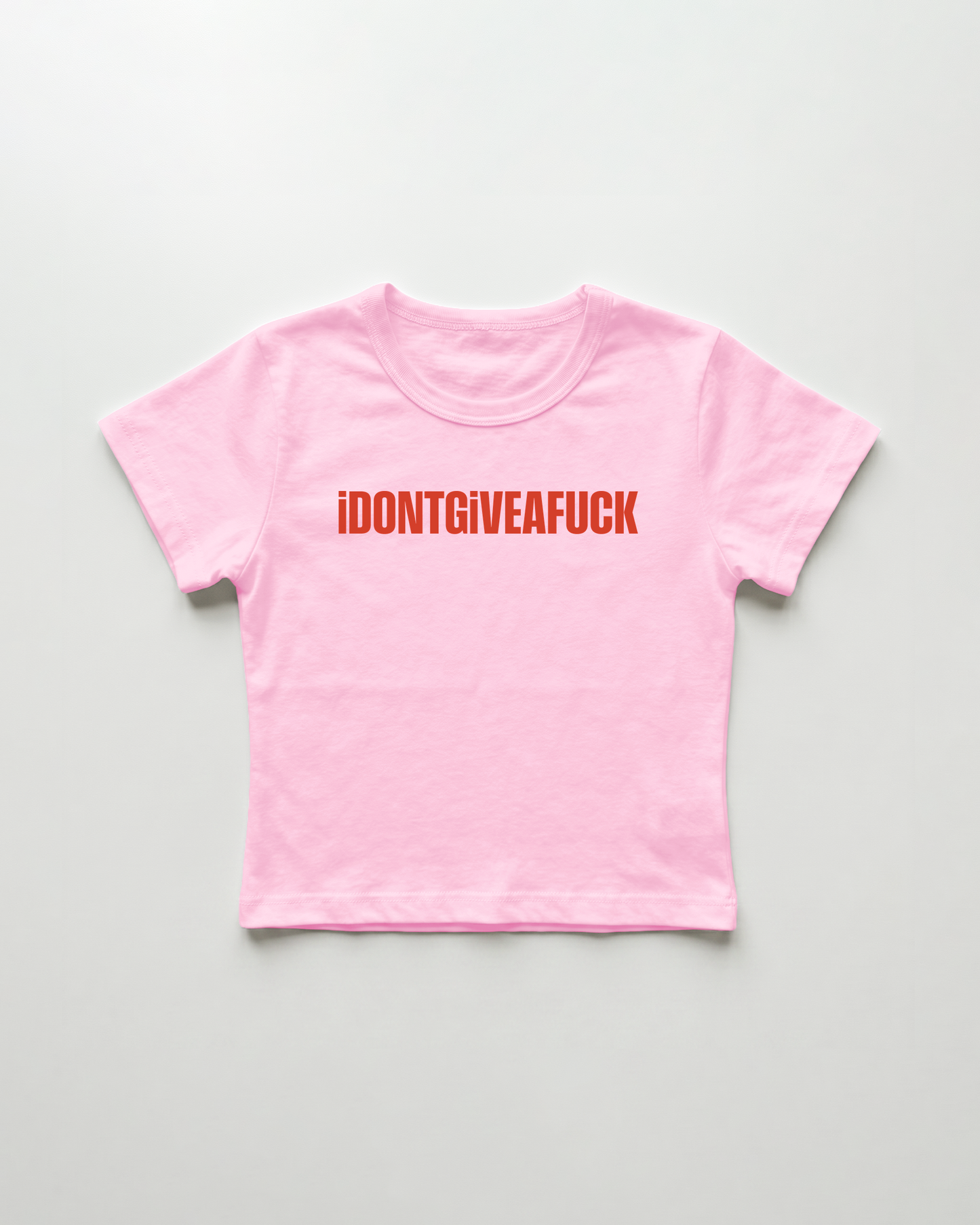 idontgiveafuck cropped Baby Tee Pink | Lolita Sinz